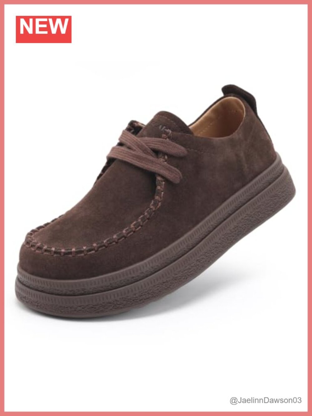 Suede Leather Oxford Shoes Non-Slip Lace Up Loafers Women's Casual Work